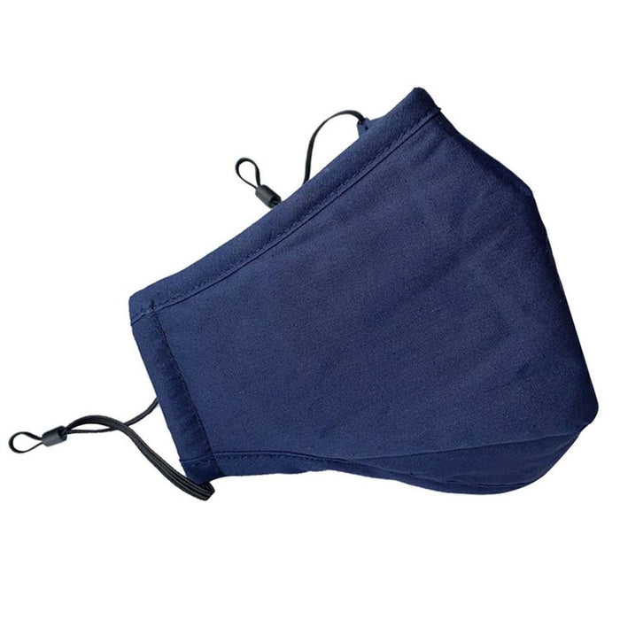 Cotton Mask- 3-Layer w/ Filter Pocket - Adults - Blue