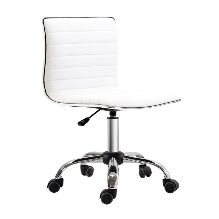 Armless Mid-Back Adjustable Office Chair  360 Swivel Ergonomic White HOMCOM