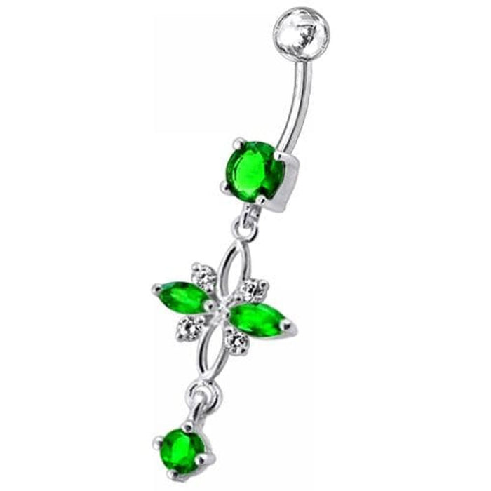 Fancy  Jeweled Dangling Navel Belly Button Ring