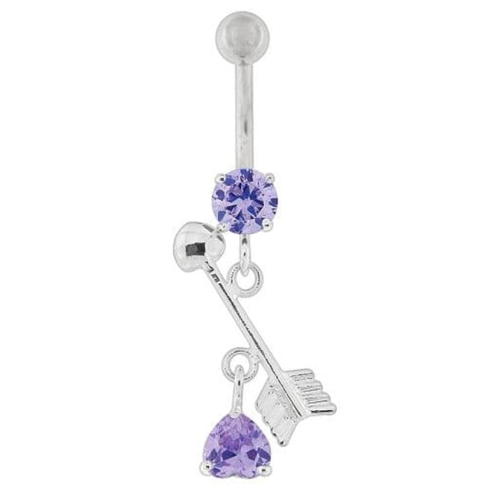 Arrow with Heart Dangling Belly Button Ring