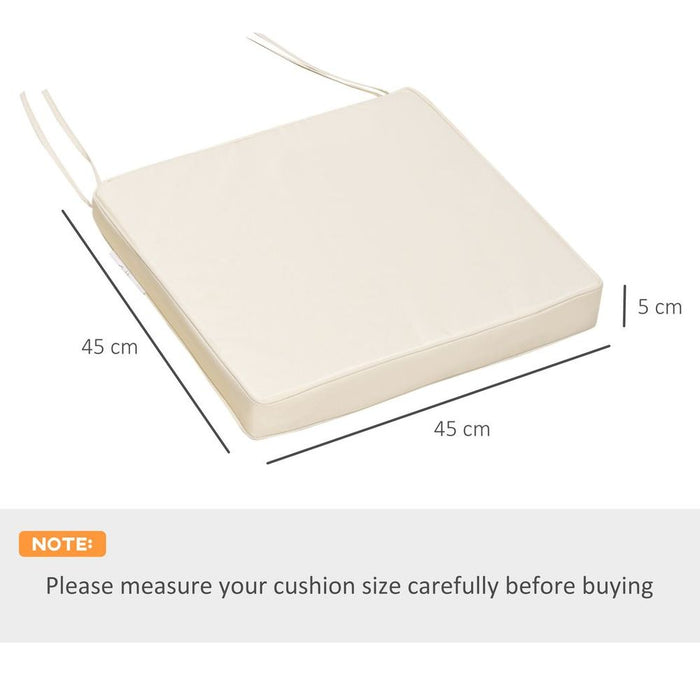 Premium 45x45cm Garden Seat Cushion Pad - Ties, Cream White