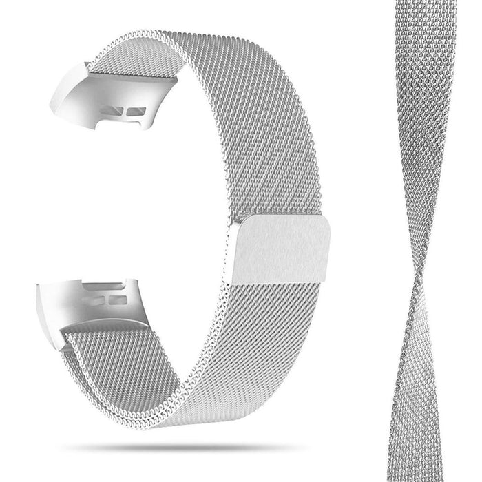 Premium Milanese Replacement Strap Band for Fitbit Charge 2, Silver - Professional Grade Quality