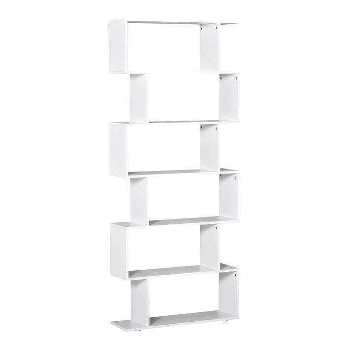 Stunning White S Shape Bookcase w/ 6 Shelves - High Quality & Versatile