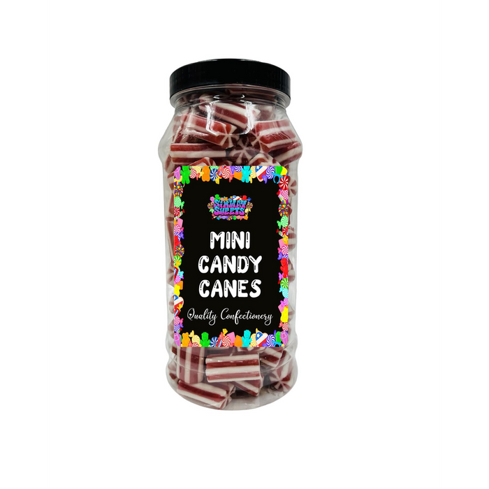 High-Quality Mini Candy Canes in Red & White - Perfect Retro Sweets Gift Jar for All, Fast Delivery!