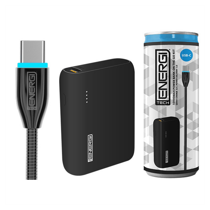 Ultra-Fast TE100 PD QC 3.0 USB-C 10000mAh Power Bank Bundle - Black | Lifetime Warranty Included