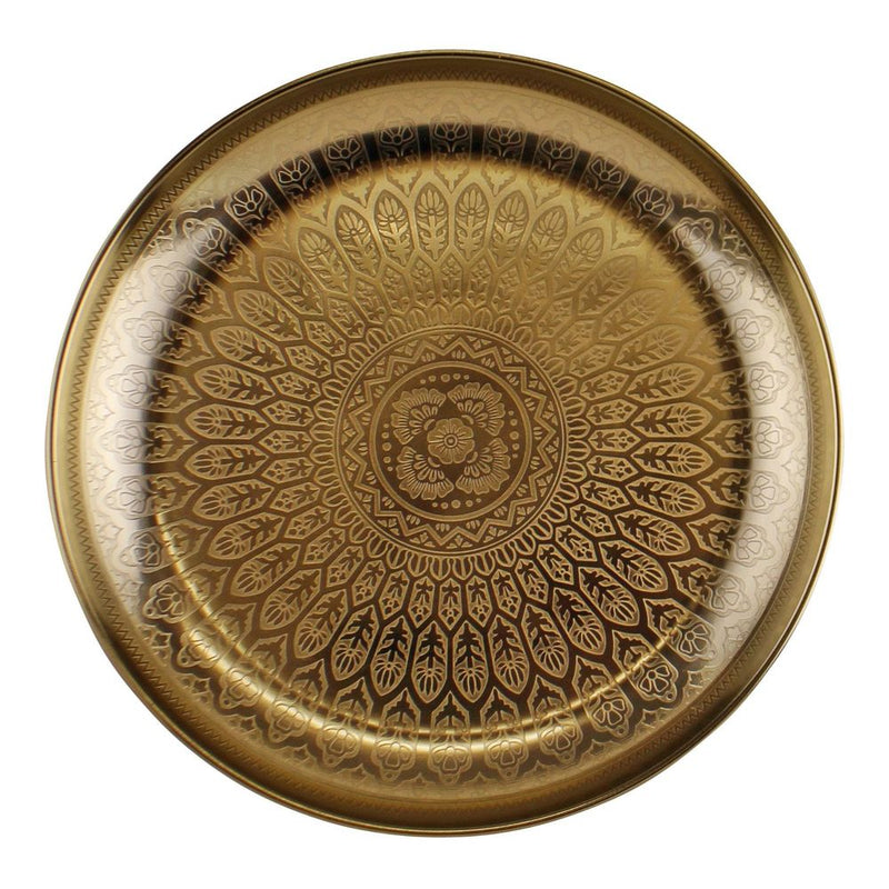 Exquisite Kasbah Design Decorative Gold Metal Tray