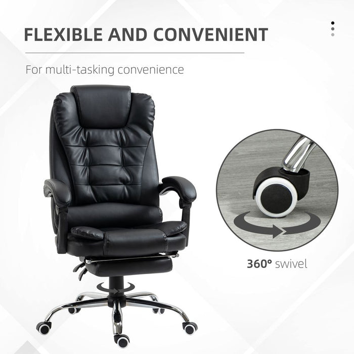 Premium PU Leather High Back Office Chair - Ergonomic Swivel Computer Chair - Black