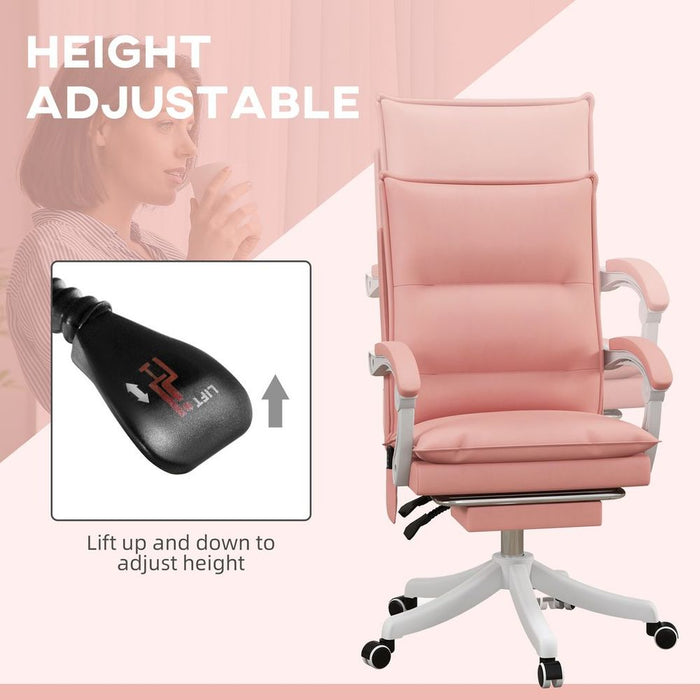 Vinsetto Faux Leather Vibration Massage Office Chair with Heat, Footrest, Pink