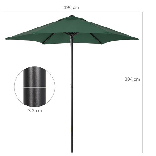 1.96m Parasol Patio Umbrella, Green