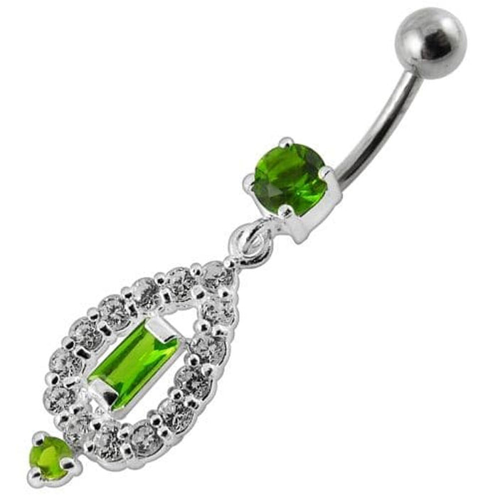 Fancy Vinatge Royal Design Jeweled Dangling Curved Belly Ring