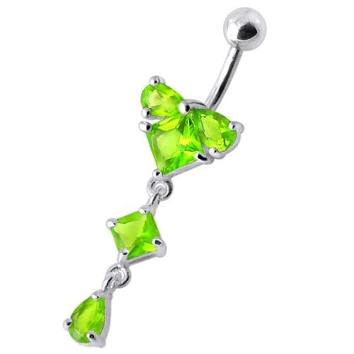 fashionable Jeweled Dangling With SS Bar Navel Body Jewelry Ring