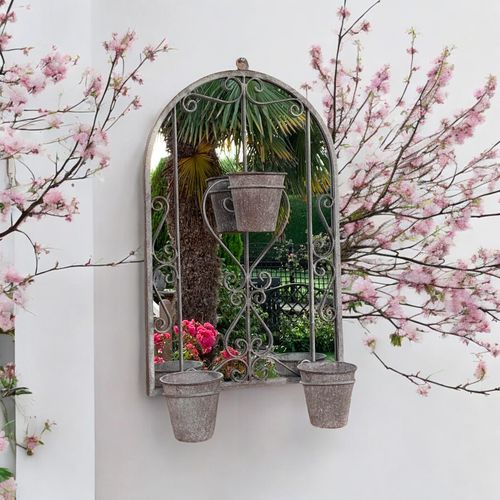80CM WALL MIRROR WITH TRIPLE PLANTER
