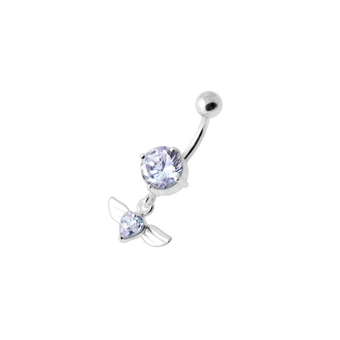 Jeweled Flying Heart Silver Belly Bar