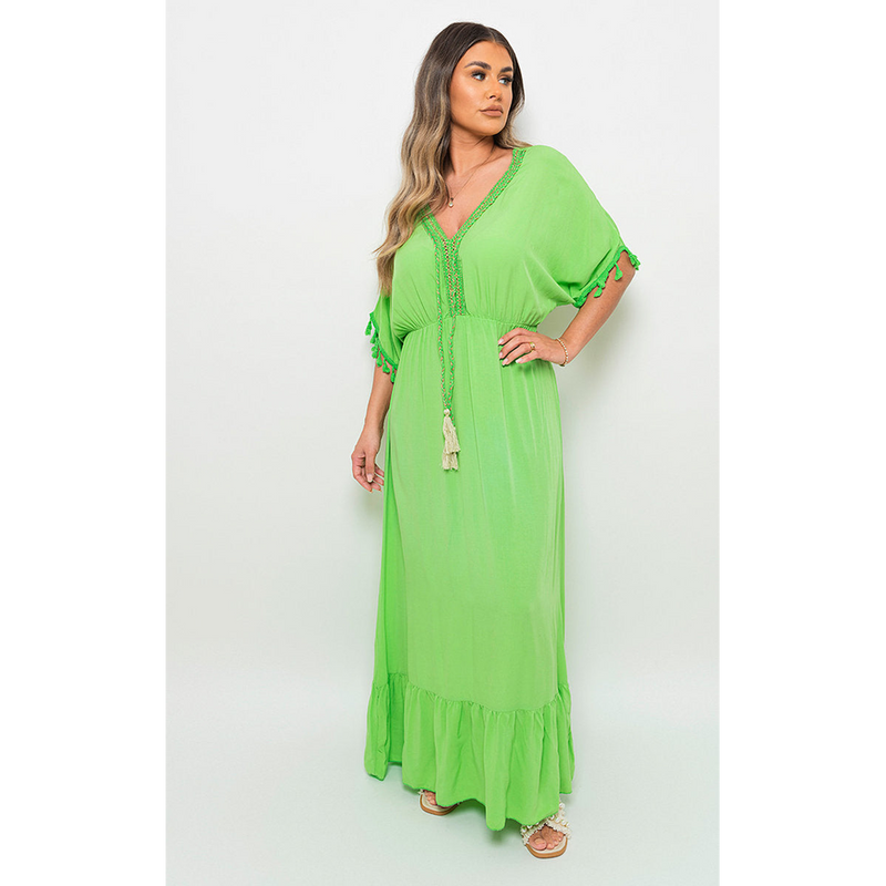 Stunning Joanna V-Neck Maxi Dress with Rope Tassel Detail