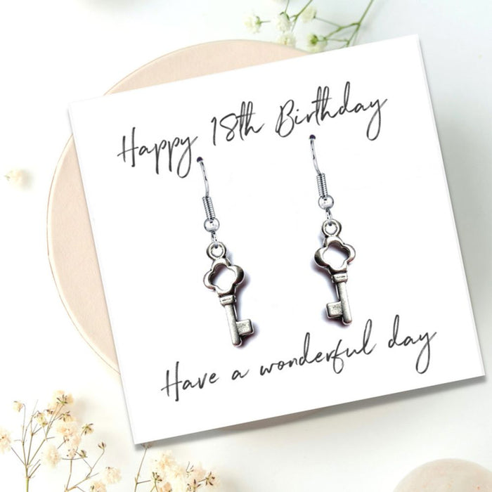 18th Birthday Silver Earrings & Message Card