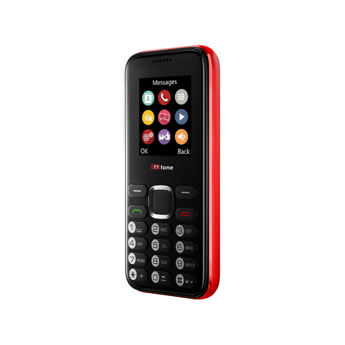 TTfone TT150 Red Dual SIM Mobile - USB Cable, Vodafone Pay As You Go