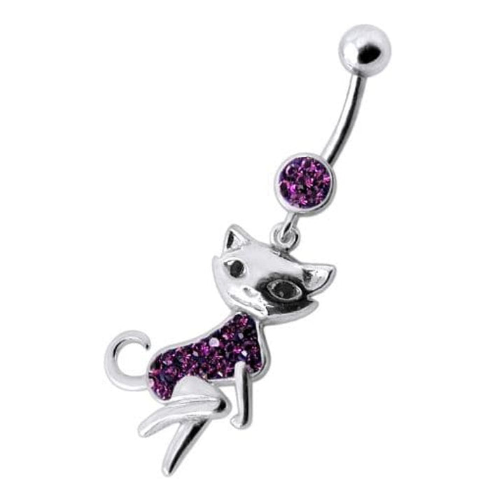 Dancing Cat Dangling Belly Ring