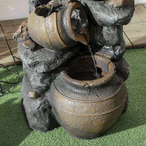 Outsunny Solar Water Feature with LED Lights and Pump 4 Tier Water Fountain