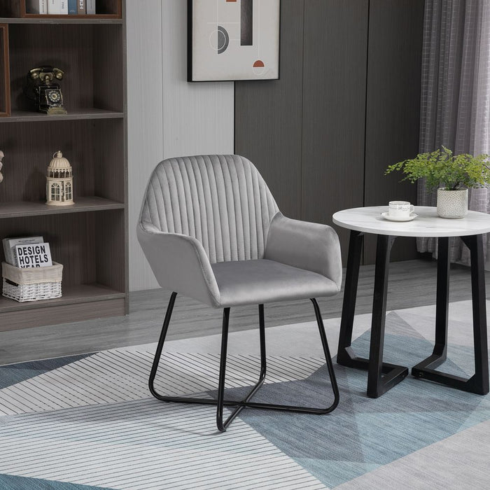 Ultimate Comfort Grey Velvet Accent Chair: Modern Design, Metal Base, Upholstered Lounge Armchair - Shop Now!