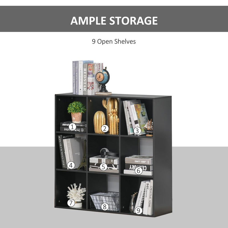 9 Cube Storage Cabinet Bookcase Bookshelf Home Office Shelf, Black