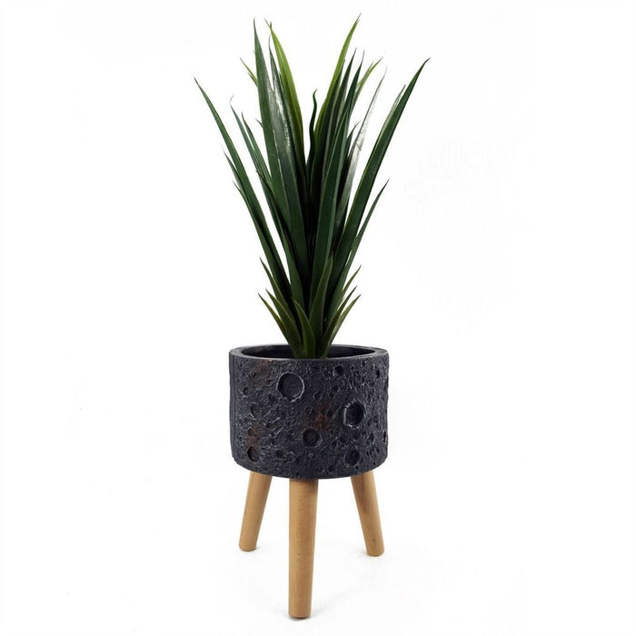 Large Lunar Black Planter - 35cm x 24cm - Premium Quality Fibreglass Composite - Rustic Style - Indoor/Outdoor Use