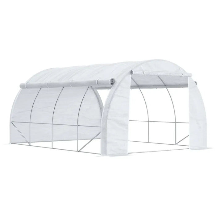 Premium 4x3x2m Polytunnel Greenhouse - Steel Frame - White