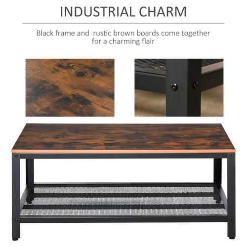 Coffee Table 2 Tier for living room, Bedroom or Entryway Retro Wood Grain 106L x 60W x 45Hcm