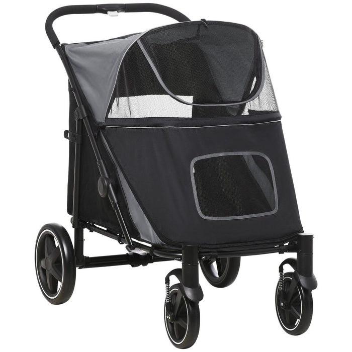 PawHut Foldable Dog Carriage w/ Universal Wheels - Black