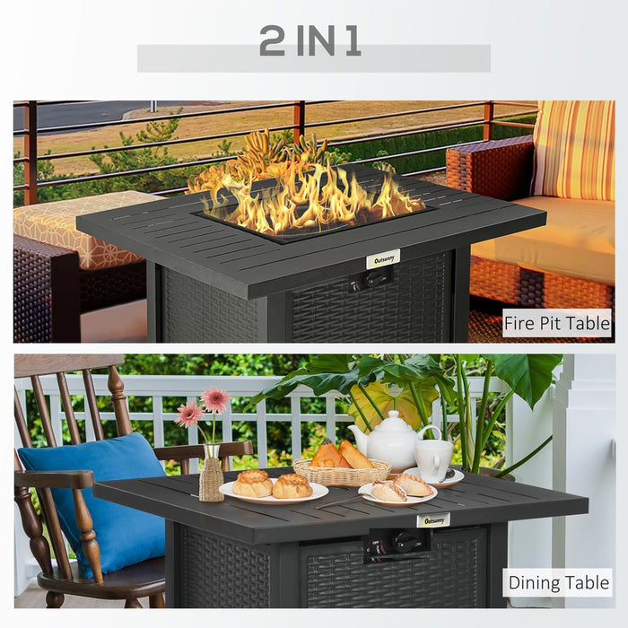 Outsunny Gas Firepit Table | 50,000 BTU | Protective Cover | Spark Guard