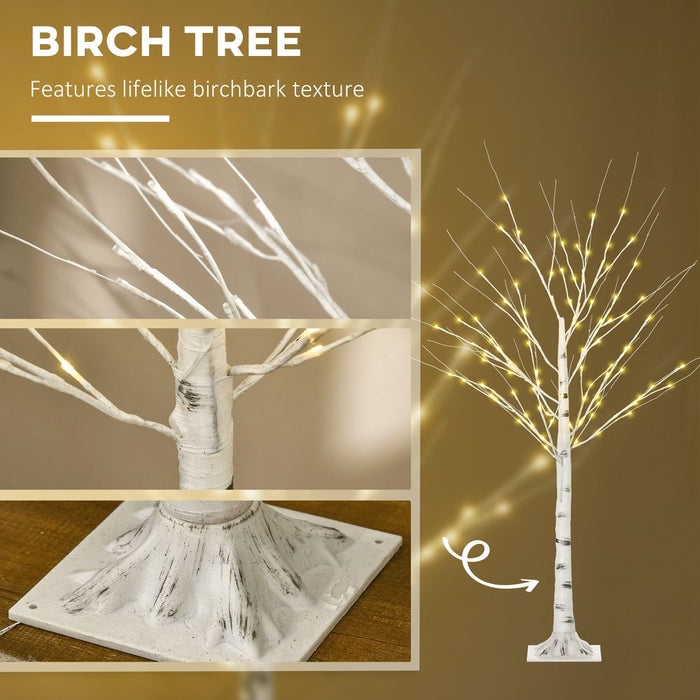 5ft Artificial White Birch Tree Light  96 Warm White Pre-Lit LED Light