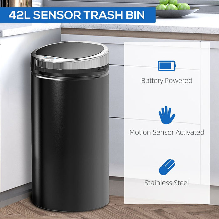 42L Sensor Trash Can W/ Bucket-Black