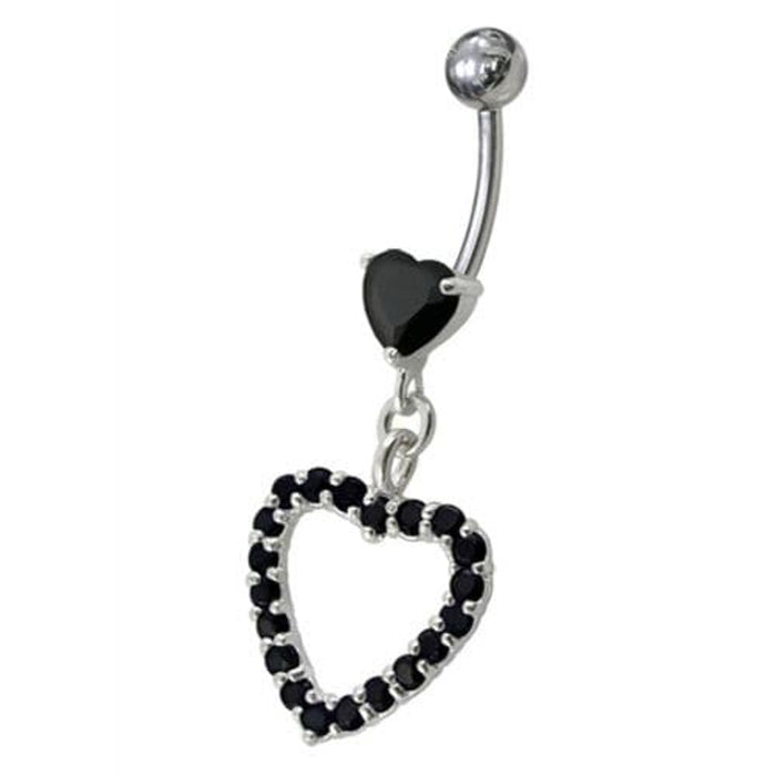 Fancy  Jeweled Heart Dangling Navel body Jewelry