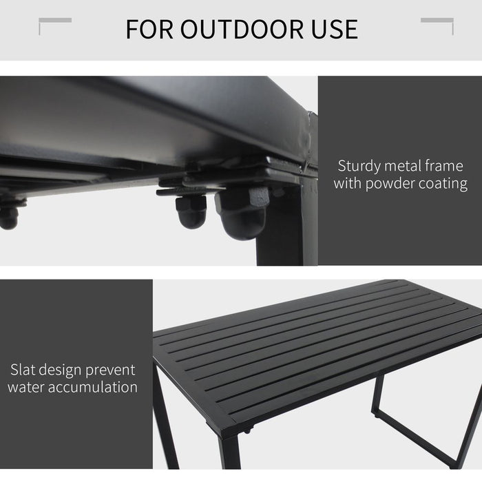 Premium Outsunny 3-Pc Metal Table & Bench Set - Black | Superior Quality Guaranteed | Transform Your Garden Instantly