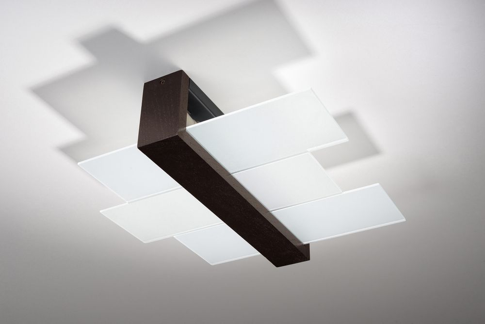 Celestial Glow: FENIKS 2 LED Wood/Glass Ceiling Lamp - Sleek & Modern - Ideal for Any Room