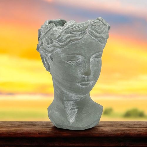 26CM GREY CEMENT BUST POT