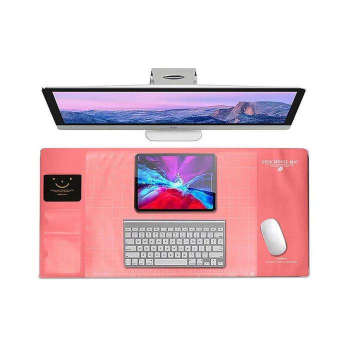 AQ Multifunctional Pink Office Desk Mouse Mat: Eco-friendly, PVC+DS Material - Calendar, Phone Holder & More!