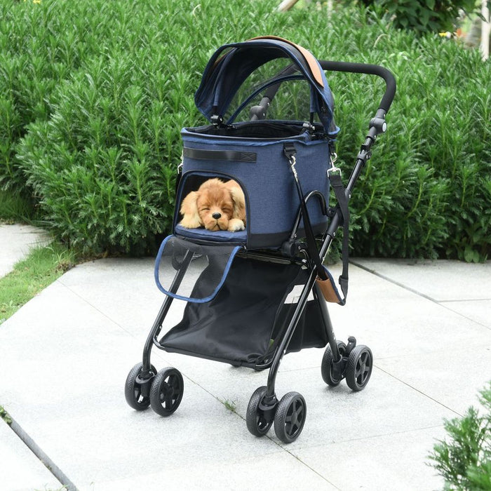 Luxury Folding Pet Stroller: Removable Carrier, Adjustable Canopy, Premium Quality