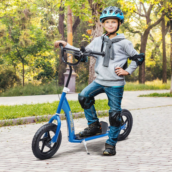 HOMCOM Teen Push Scooter Kids Children Stunt Scooter Bike Bicycle Ride On 12" EVA Tyres (Blue)