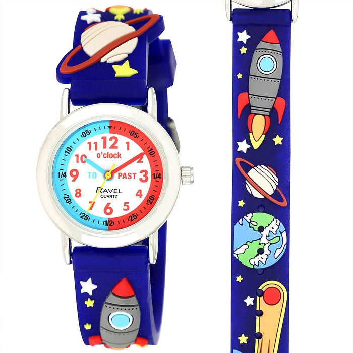 Ravel Children Boys 3D Cartoon Time Teacher Watch Rockets/Space R1513.88