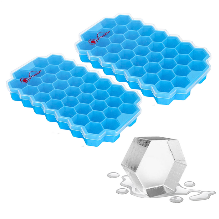 VINSANI Hexagon Ice Cube Trays - 2 Pack: Stackable, Easy Release, BPA-Free