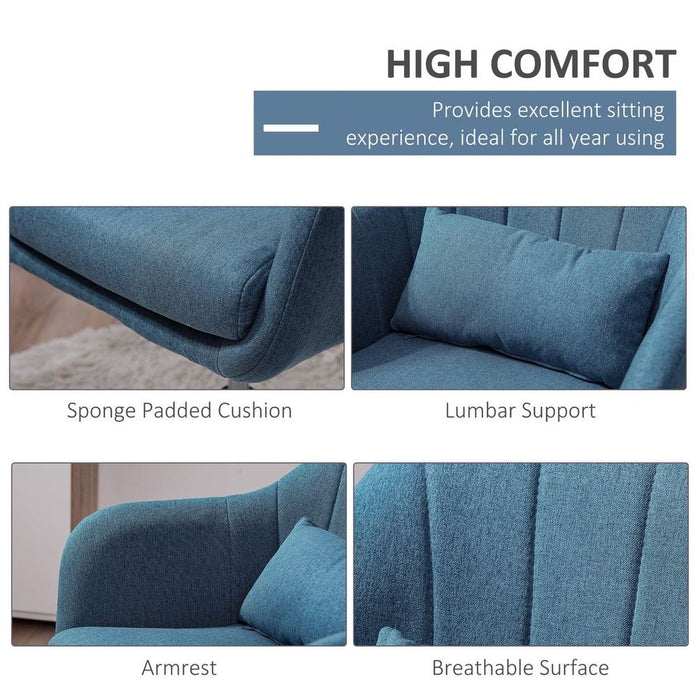 Premium HOMCOM Retro Swivel Tub Chair - Steel Frame - Blue - Cushion Seat - High Quality - Stylish Design