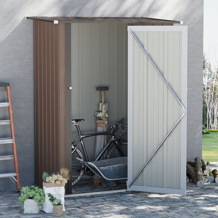 Premium Steel Garden Shed Brown | Lockable Door | Weather-resistant | Outdoor Storage Solution