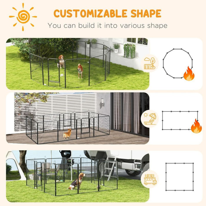 Durable 12-Panel Puppy Play Pen for Indoor/Outdoor Pet Exercise, High-Quality