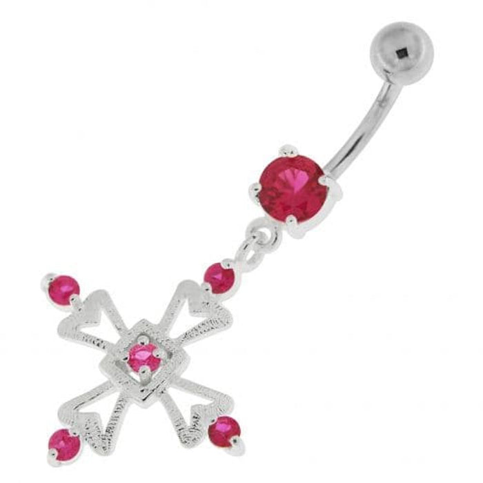 Jeweled Irish Cross Navel Belly Button Ring