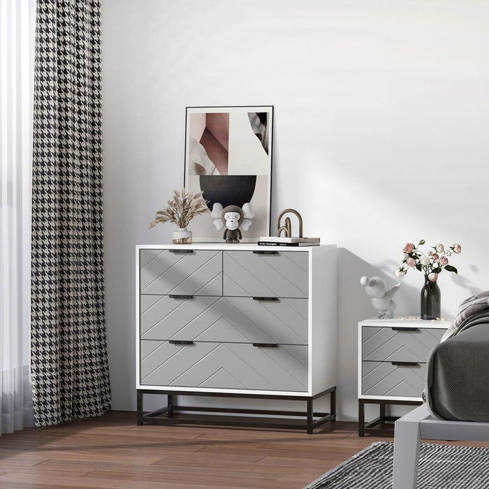 Stylish Chest of Drawers: Metal Handles, Freestanding Dresser, Modern Wood