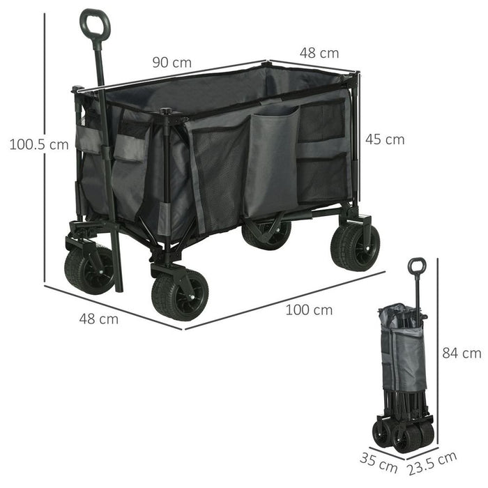 Folding Garden Trolley Collapsible Camping Trolley Steel Frame Oxford Fabric