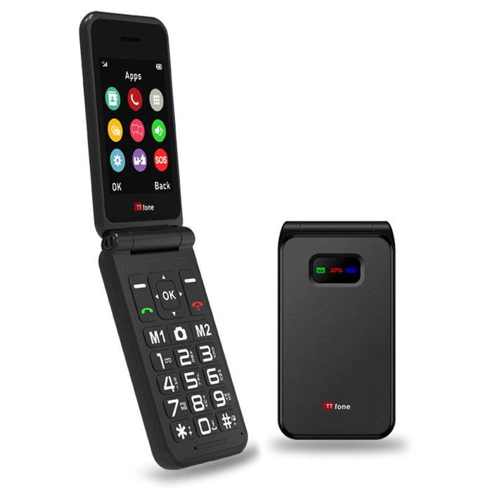 TTfone Black TT760 Big Button Mobile Phone, USB Cable, Three Pay As You Go