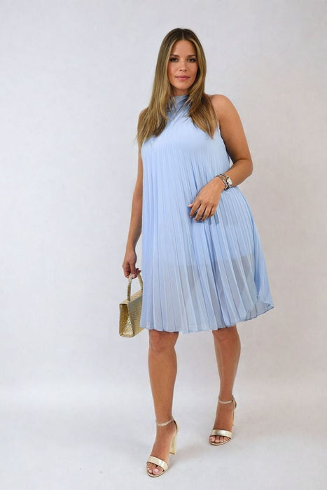 Davina Pleated Halter Neck Mini Dress - Effortlessly Chic and Timelessly Elegant