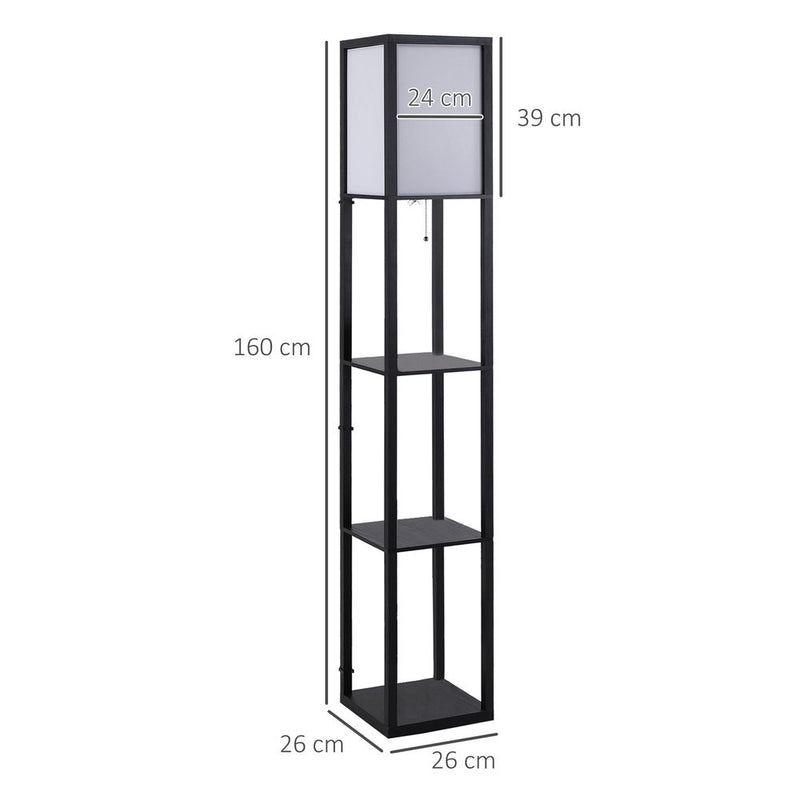 Modern 4-Tier Shelf Floor Lamp - Store, Display, and Illuminate - Black/White
