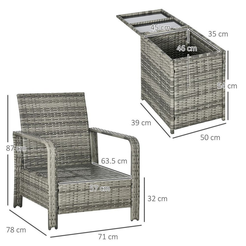 High-Quality 3-Piece PE Rattan Garden Sofa Set - Grey